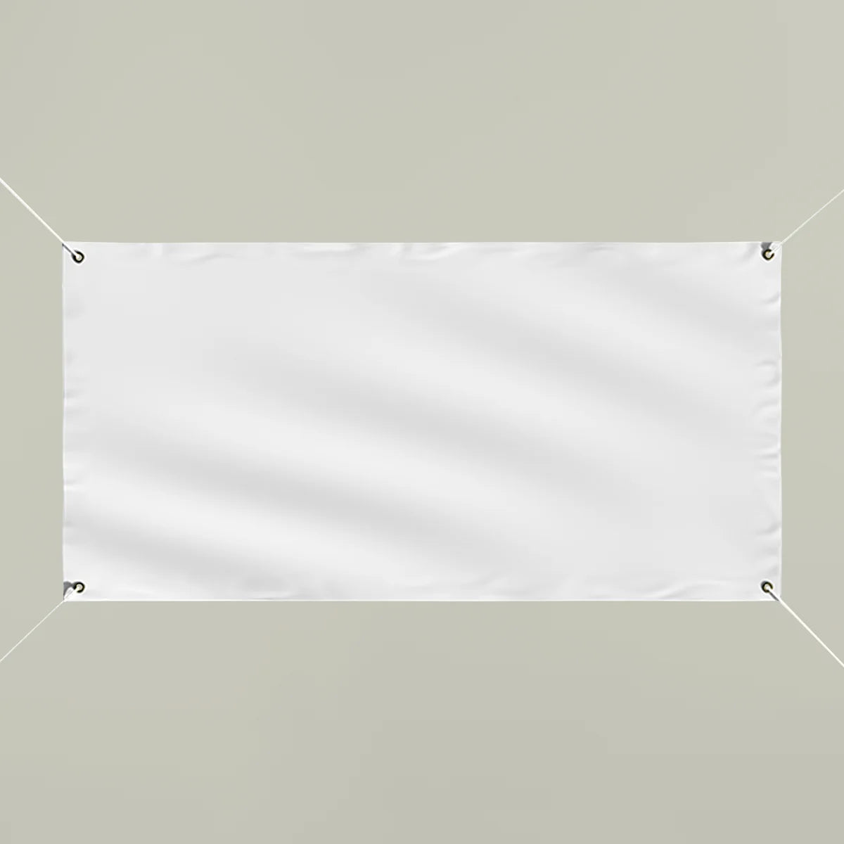 Momelio 48 by 24 inch white vinyl banner with brass grommets and hanging ropes